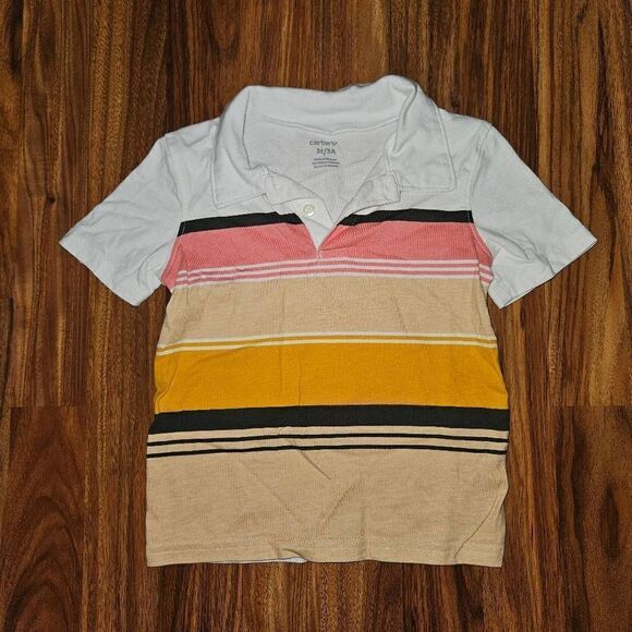 5 For $25 Carter's Striped Collared Polo Tee Toddler Size 3T - Picture 1 of 4